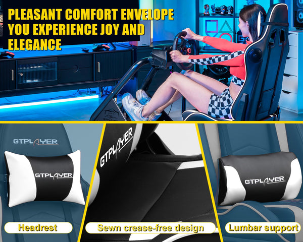 GTPLAYER Racing Simulator Cockpit with Seat, Sim Racing Cockpit Multi-function Adjustable Gaming Wheel Stand for G25 G27 G29 G920 G923 T300 PS5 PS4 Xbox, Without Wheel, Shifter & Pedals