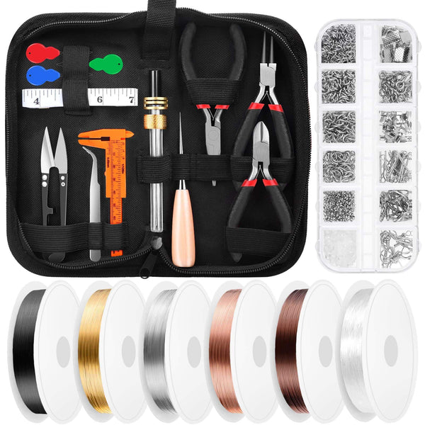 Thrilez Jewelry Making Tools Set With Craft Ring Wire, Pliers, Supplies for Bracelets, Earrings, DIY Handmade & Repair
