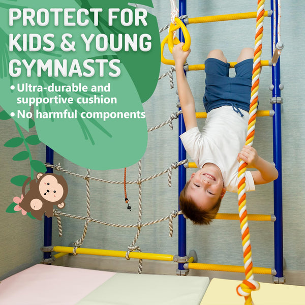 PhysKcal 5-Panel Folding Gymnastics Tumbling Mat with Carrying Handles, Thick Exercise Mat, Foldable Tumbling Mat for Kids, Padding for MMA,