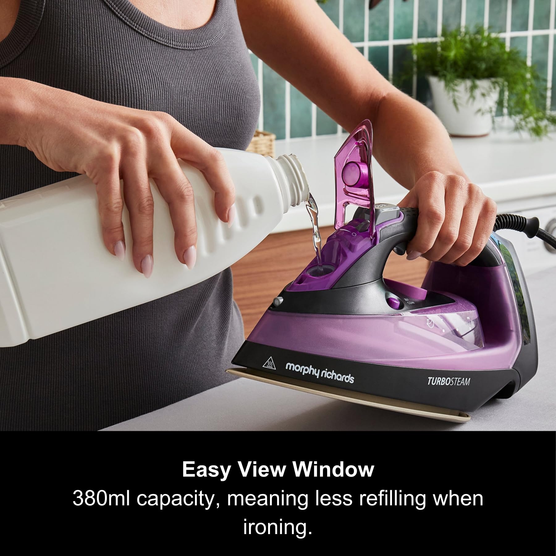 Morphy Richards Turbosteam Steam Iron, Non stick Ceramic Soleplate, 170g Boost, 50g Output, 380ml Water Tank, Anti-Scale and Drip, Auto Shut-off, 3m