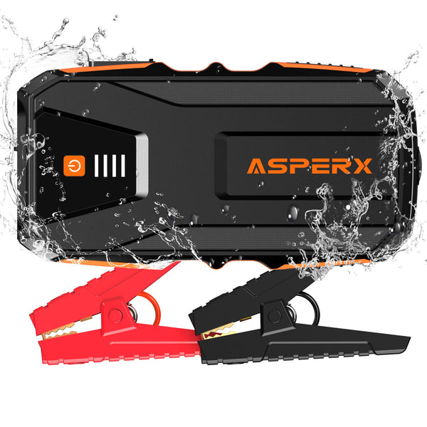 ASPERX Jump Starter Power Pack(Up to 10L Gas/8L Diesel), 3000A Car Battery Booster Jump Starter with LED Flashlight, Jump Leads and LCD Display, Jump Pack for 12V Vehicles, Pickup, SUV, Motorcycle