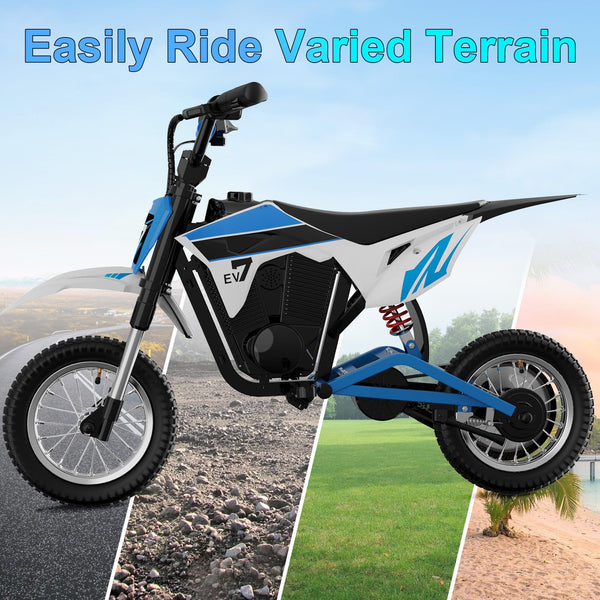 EVERCROSS EV12M PRO Kids Ride On Motorcycle, Electric Motorcycle with 300W Motor, 9.3Miles Long-Range, 12'' Pneumatic Tire, Bluetooth Music, Colorful Lights, Motor Cross for Ages 3-12 Children