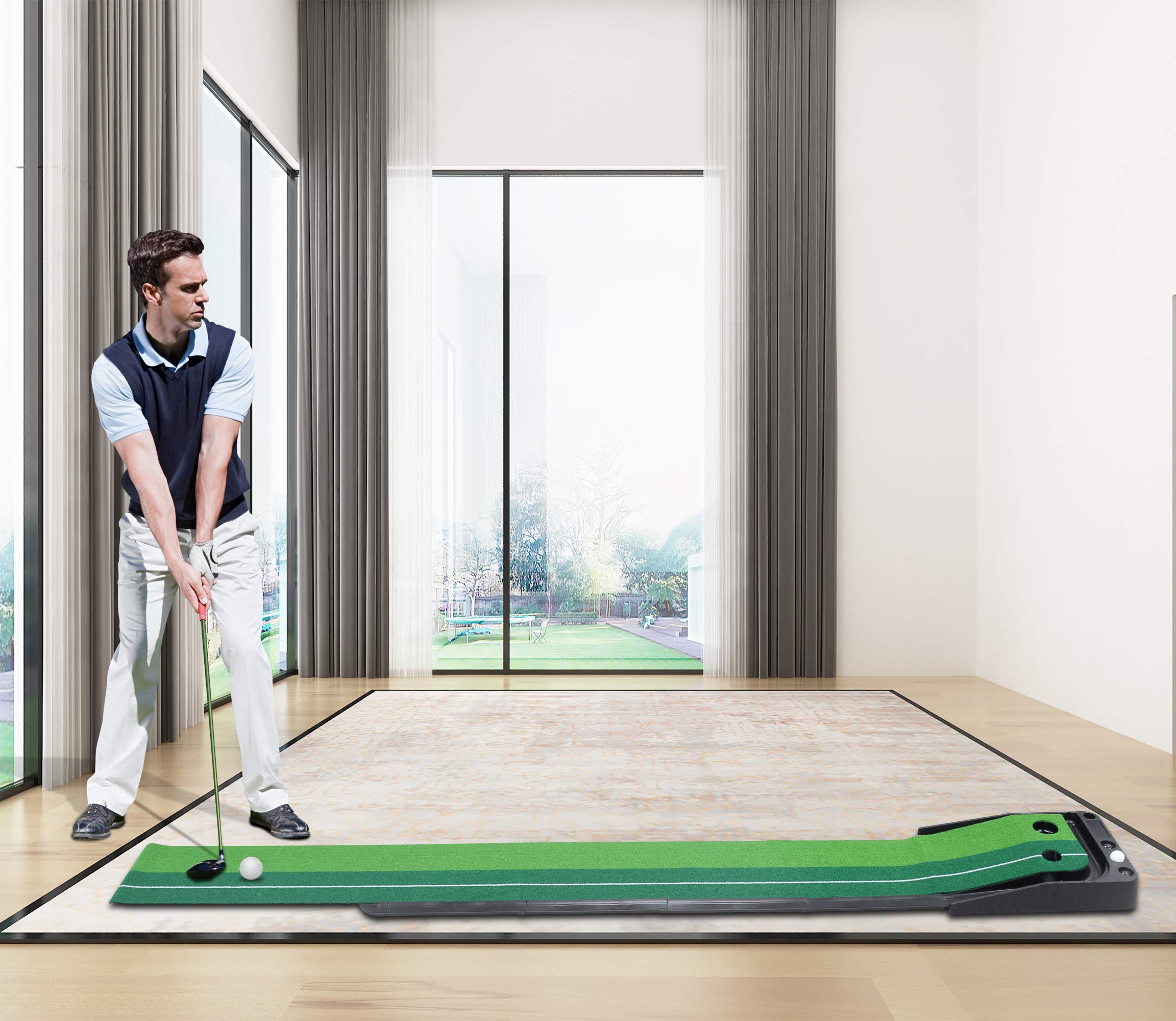 Signstek Indoor Outdoor Golf Auto Return Putting Trainer Mat