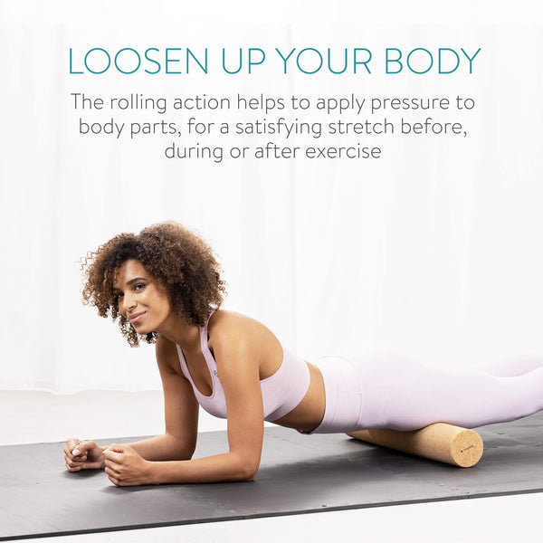 Navaris Cork Roller - Fitness Sport Yoga Cork Tube for Legs, Back, Muscles - Large 10 x 60 cm
