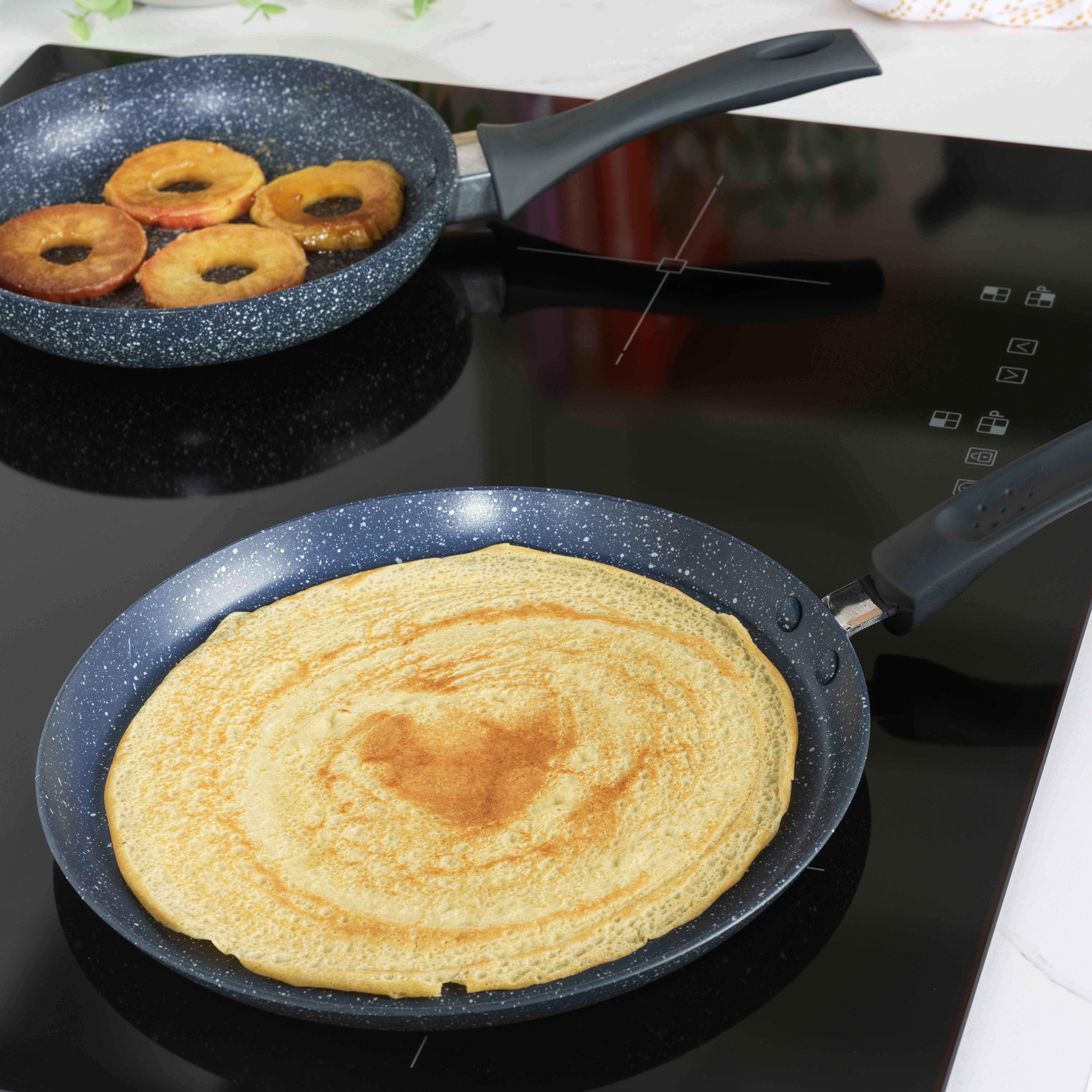 Russell Hobbs 25cm Pancake Pan - Nightfall Stone, Xylan Non-Stick, Flat Crepe Frying Pan, PFOA-Free, Soft Touch Stay Cool Handle, Induction Hob