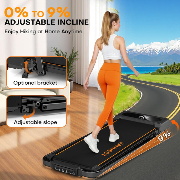 6 in 1 Folding Treadmill with 1-12KM/H, 9% Incline Walking Pad Foldable with APP, 2.75HP Under Desk Treadmills for Home Office, Running Machine Portable with Magnetic Remote Control, 350LBS Weight