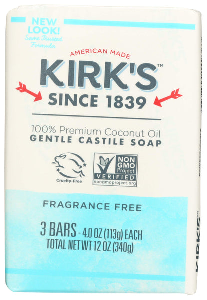 Kirks Coco Castile Bar Soap, No Fragrance, 4 Ounce
