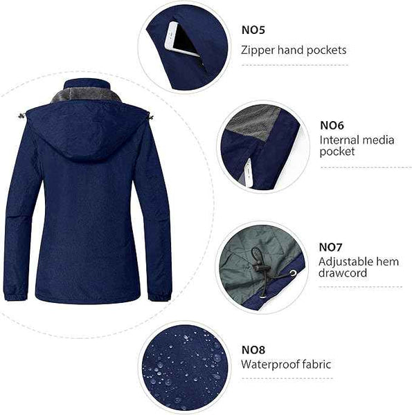Womens Jacket Hooded Waterproof Winter Ski Snowboarding Size L Wantdo
