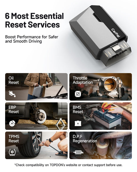 TOPDON CarPal-A OBD2 Code Reader Bluetooth, All System OBD2 Scanner for iOS & Android, Vehicle Health Check, 6 Maintenance Services, Smog Check, Repair Guide, 1 Year Free Update