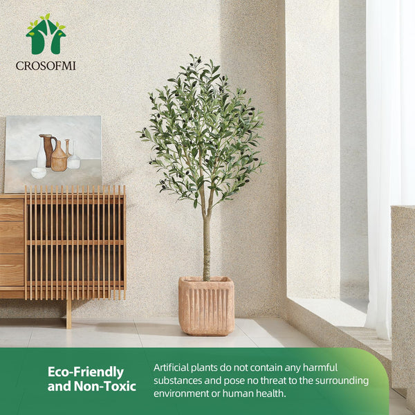 CROSOFMI Artificial Olive Tree 150cm Big tall Fake Plants, Artificial Olive Silk Plants Indoors in Pots, Faux Tropical large artificial plant suitable
