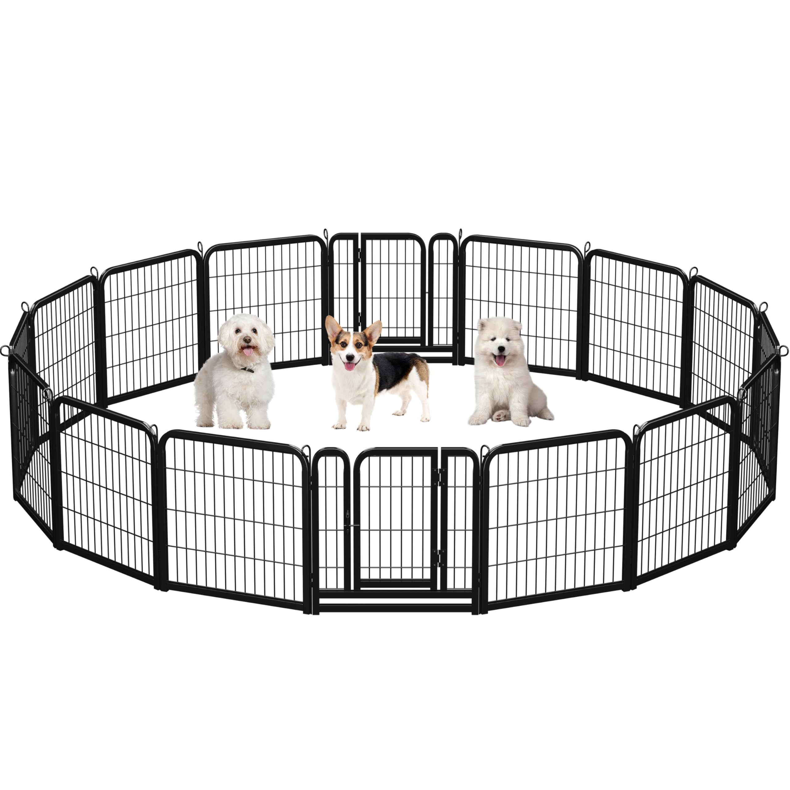Yaheetech Lightweight Dog Playpen, 8 Panel 80cm Dog Fence Pet Exercise Pen Portable Puppy Play Pen Suitable for RV/Camping