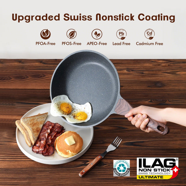 SENSARTE 17 Piece Pots and Pans Set, Nonstick Detachable Handle Cookware, Induction Kitchen Cookware Set with Removable Handle, Healthy Non Stick RV Cookware, Oven Safe (Black)