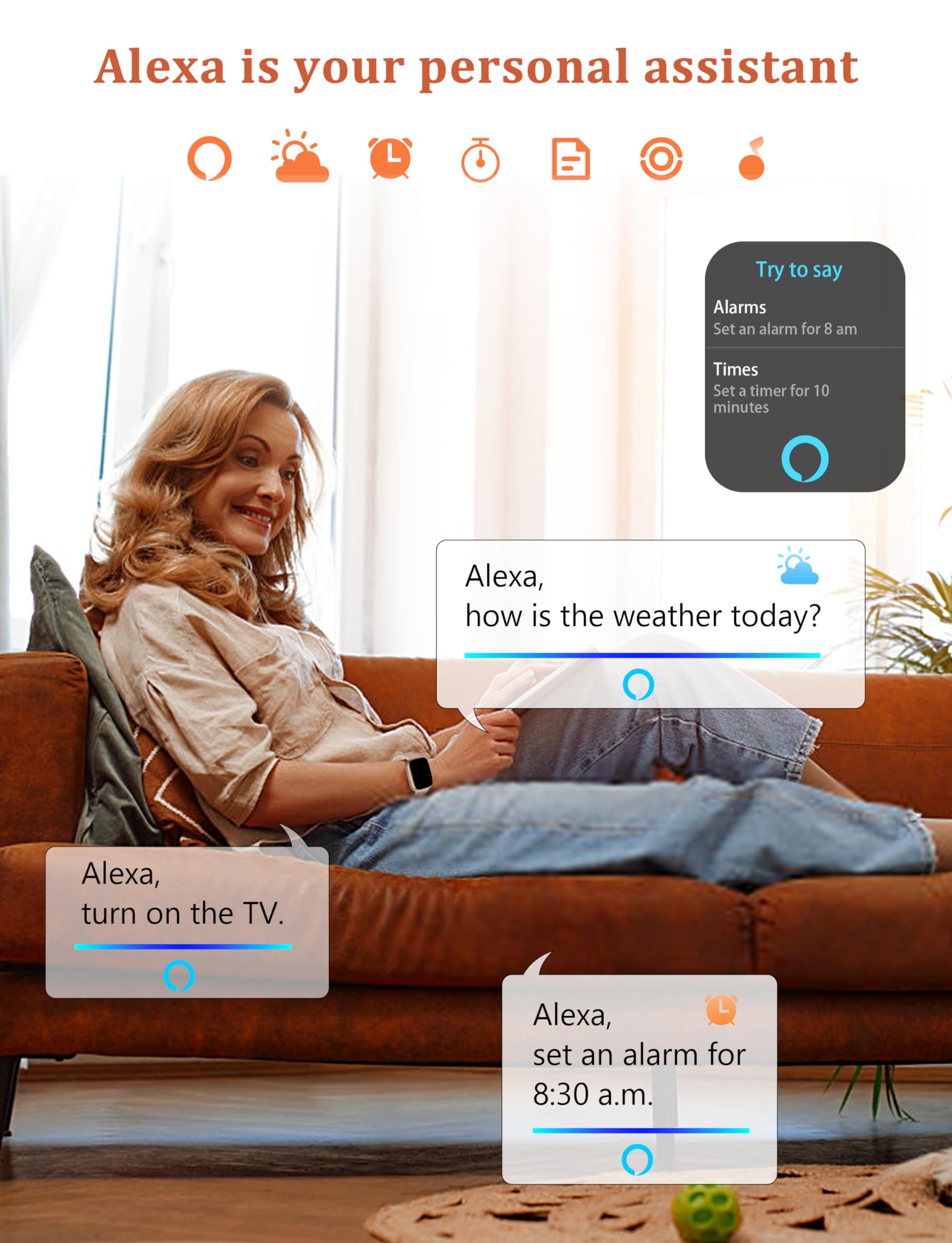 Smart Watch, Alexa Built-in, Answer/Make Calls 44mm Smartwatch Women Men, 1.83'' Sports Watch IP68 Waterproof, Heart Rate SpO2 Sleep Stress Monitor, Step Counter Watch for Android & iOS Phone