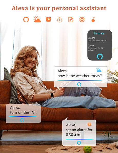 Smart Watch, Alexa Built-in, Answer/Make Calls 44mm Smartwatch Women Men, 1.83'' Sports Watch IP68 Waterproof, Heart Rate SpO2 Sleep Stress Monitor, Step Counter Watch for Android & iOS Phone