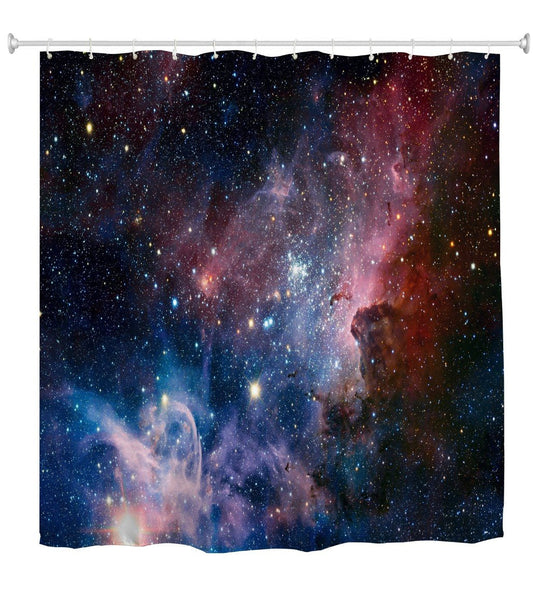 goodbath Galaxy Shower Curtain,Outer Space Universe Nebula Starry Sky Shower Curtains Set 12 Hooks,Waterproof Fabric Bath Curtains for Bathroom,180 x