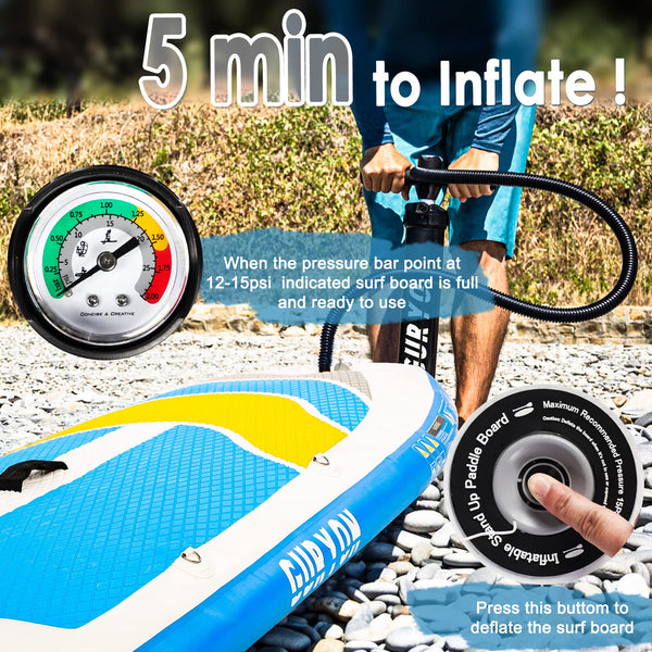 Paddle Board, Inflatable Stand Up Paddle Board Ultra-light ISUP 10’x 30" x 6" Paddle Board with Adjustable Paddle, Hand Pump, Leash, Repair Kit, Waterproof Phone Case, Paddle Board for Adults