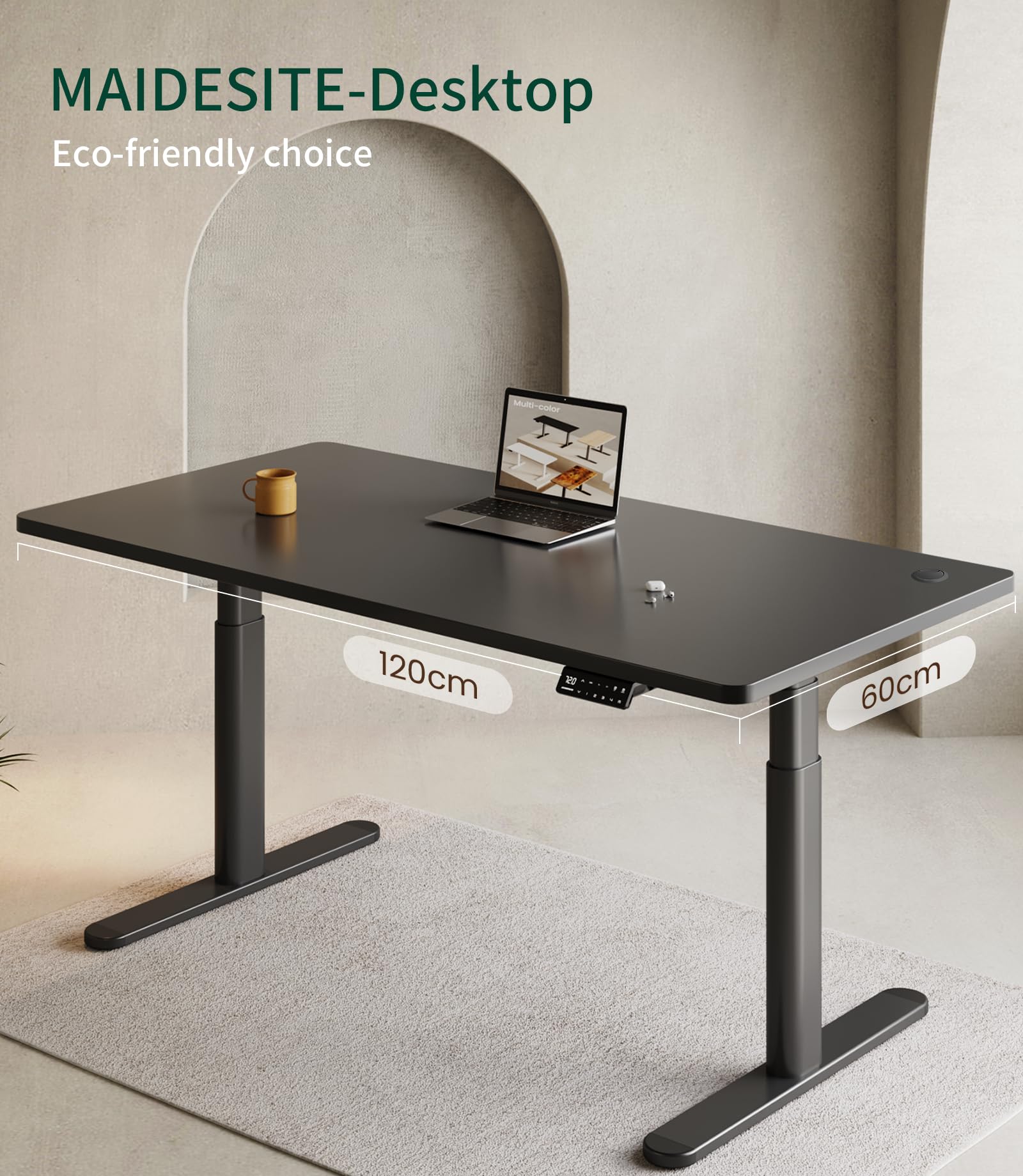 MAIDeSITe Table Top,Desktop for Height Adjustable Electric Standing Desk,120 * 60 * 2.5 cm