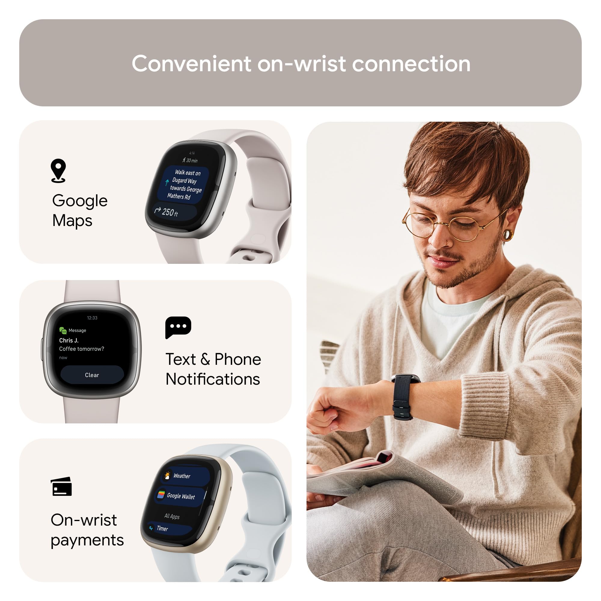 Google Fitbit Sense 2 Health and Fitness Smartwatch with built-in GPS, advanced health features, up to 6 days battery life - Compatible with iOS 15 or higher & Android OS 9.0 or higher