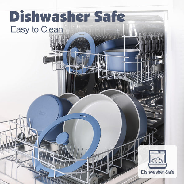 SENSARTE 17 Piece Pots and Pans Set, Nonstick Detachable Handle Cookware, Induction Kitchen Cookware Set with Removable Handle, Healthy Non Stick RV Cookware, Oven Safe (Black)