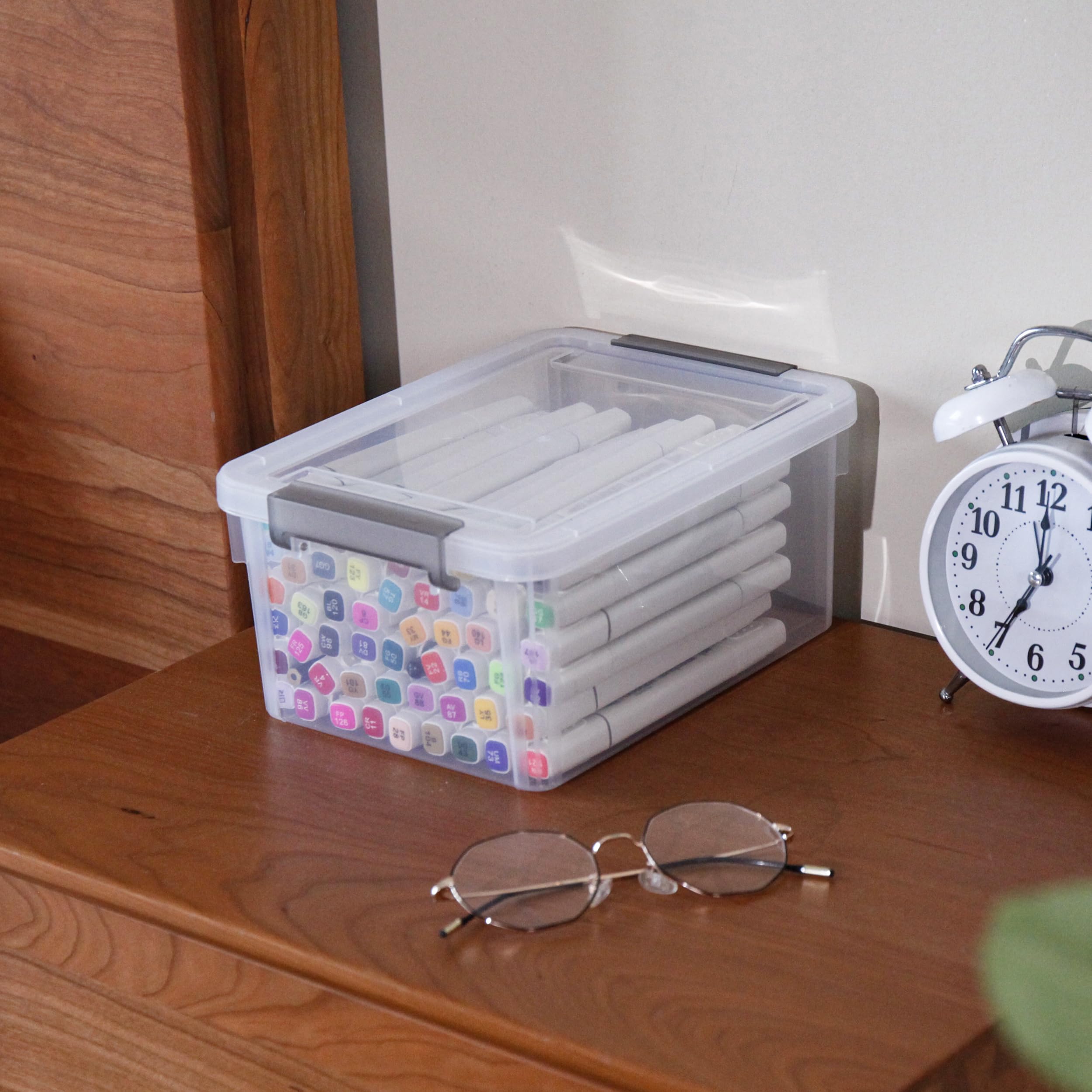 Citylife 8 Packs 3L Storage Boxes with Lids, Small Storage Boxes, Stackable Clear Plastic Storage Boxes with Handles