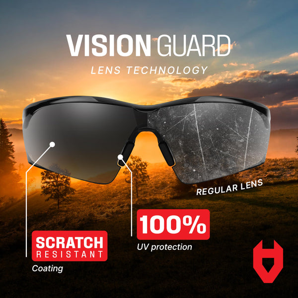 NoCry Clear Safety Glasses for Work with Anti Fog Scratch Resistant Wrap-Around Lenses and Non-Slip Grips, UV Protection. Adjustable Eye Protection Cycling and Squash Glasses with Black & Green Frames