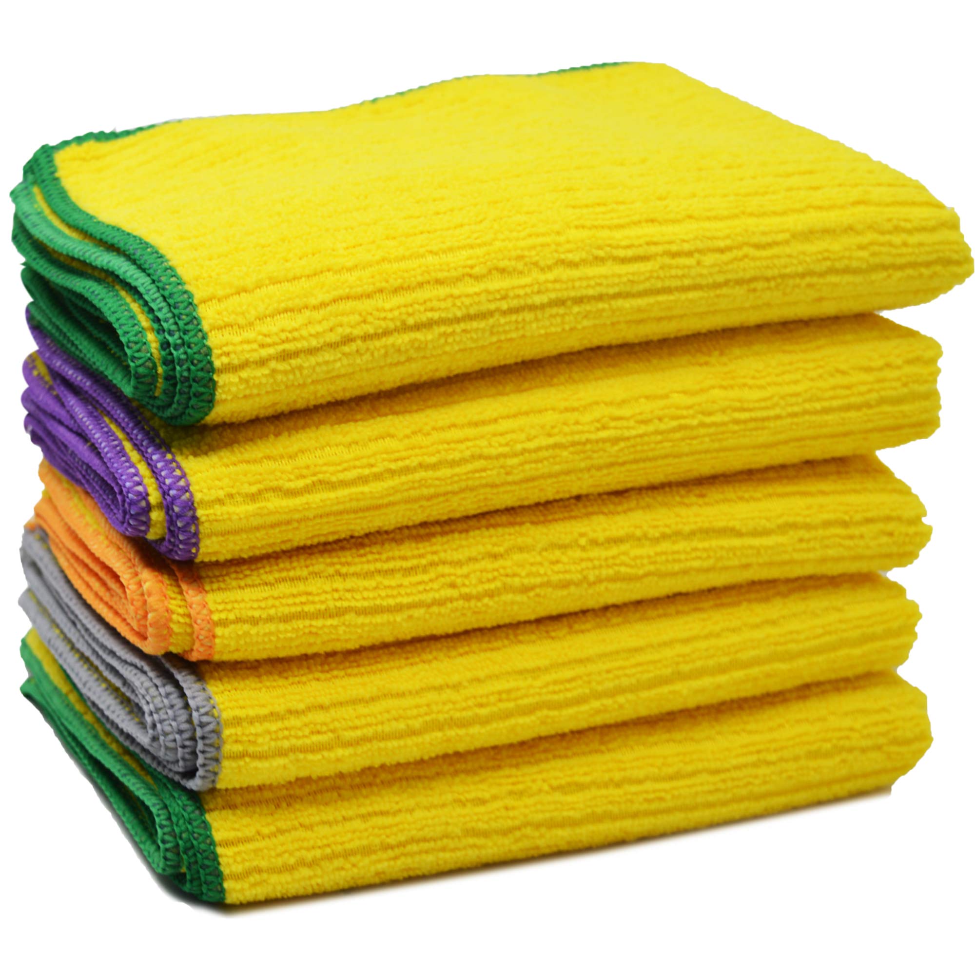 Towelogy? Microfibre Dish Cloths Grey Super Absorbent Lint Free Extra Large Kitchen Cleaning Dishcloth 30x40cm (Yellow, Pack Of 20 (30x40cm))
