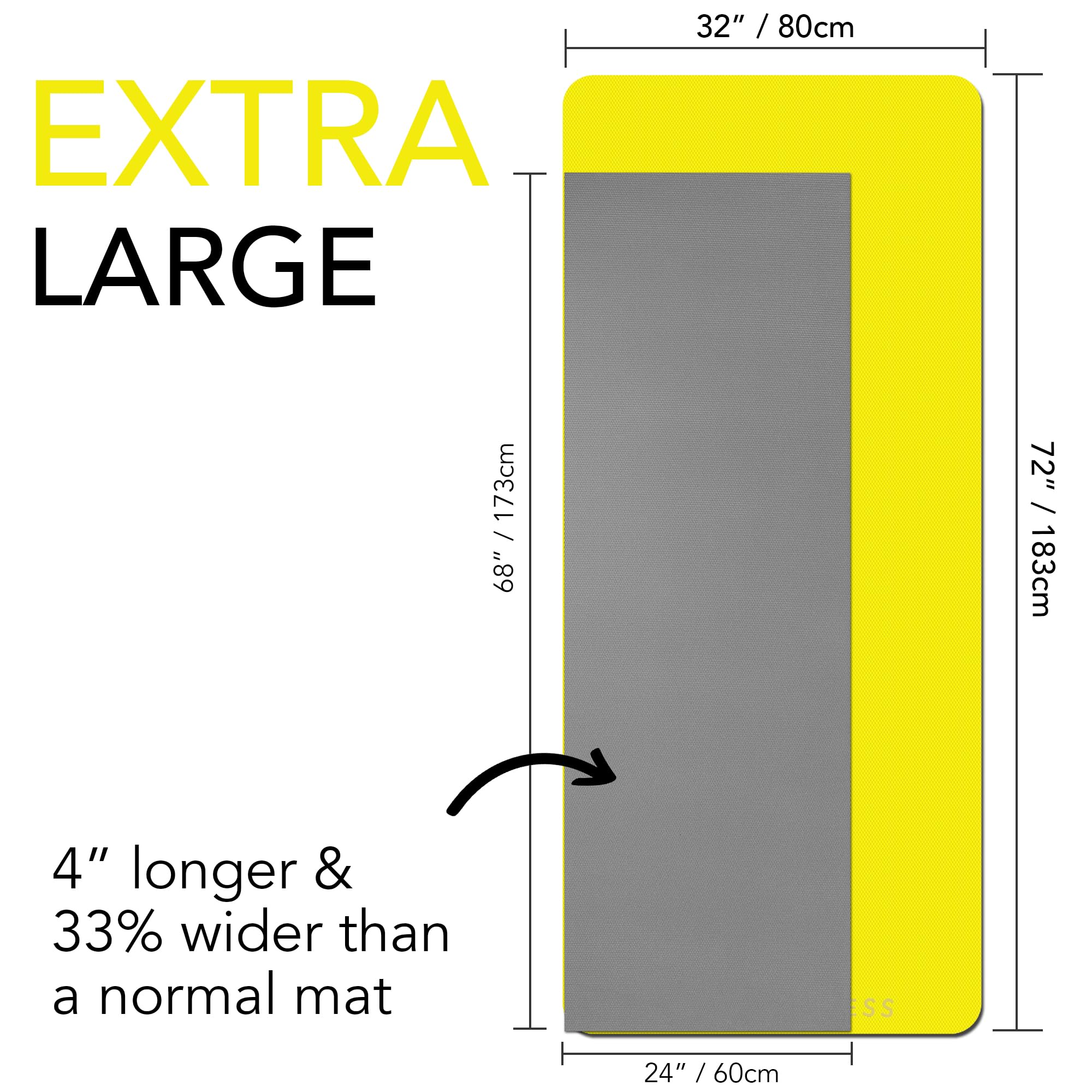 Large Exercise Mat  Extra Wide & Extra Thick Yoga Mat (183cm x 80cm x 10mm), TPE Fitness Mat with Free Carry Straps, Perfect for HiiT Home Workouts &