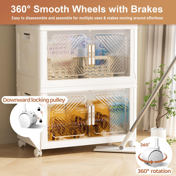 pioncrey 3 Packs Storage Boxes with 1 Lid, 70L*3 Large Capacity Stackable Storage Boxes, Plastic Collapsible Storage Box, Folding Storage Box with