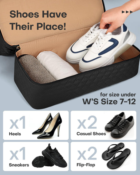 HOTOR Travel Bags for Women - Lightweight Overnight Holdall Bag, Large Carry on Luggage Weekend Bag with Shoe Compartment & Toiletry Bag, Travel Duffel Sport Gym Tote, Black, 34.0 x 45.0 x 20.0 cm