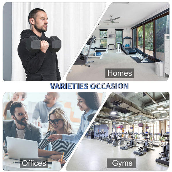 HOMCOM 12.5KG/15KG/17.5KG/20KG Single Rubber Hex Dumbbell Portable Hand Weights Dumbbell for Home Gym Workout Fitness