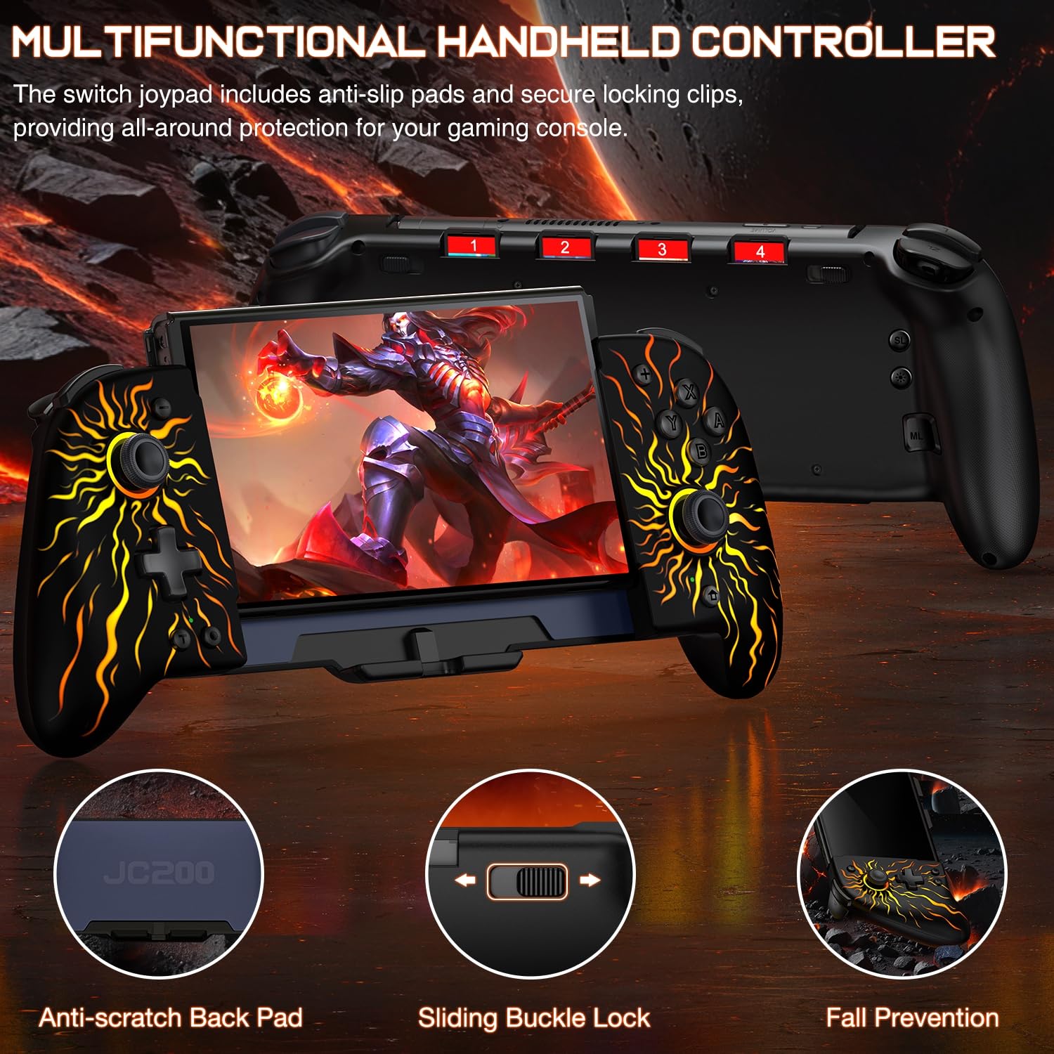 HASACOOL Switch Controller for Nintendo Switch/OLED, Handheld One-Piece Joycon Controllers with RGB Lights, TURBO, Vibration, Back Button