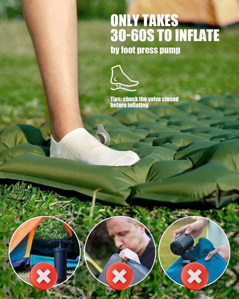 AKSOUL Self Inflating Sleeping Mat for Camping: 8-12CM Thickness Single Camp Mattress, Double Joinable Camping Inflatable Mat