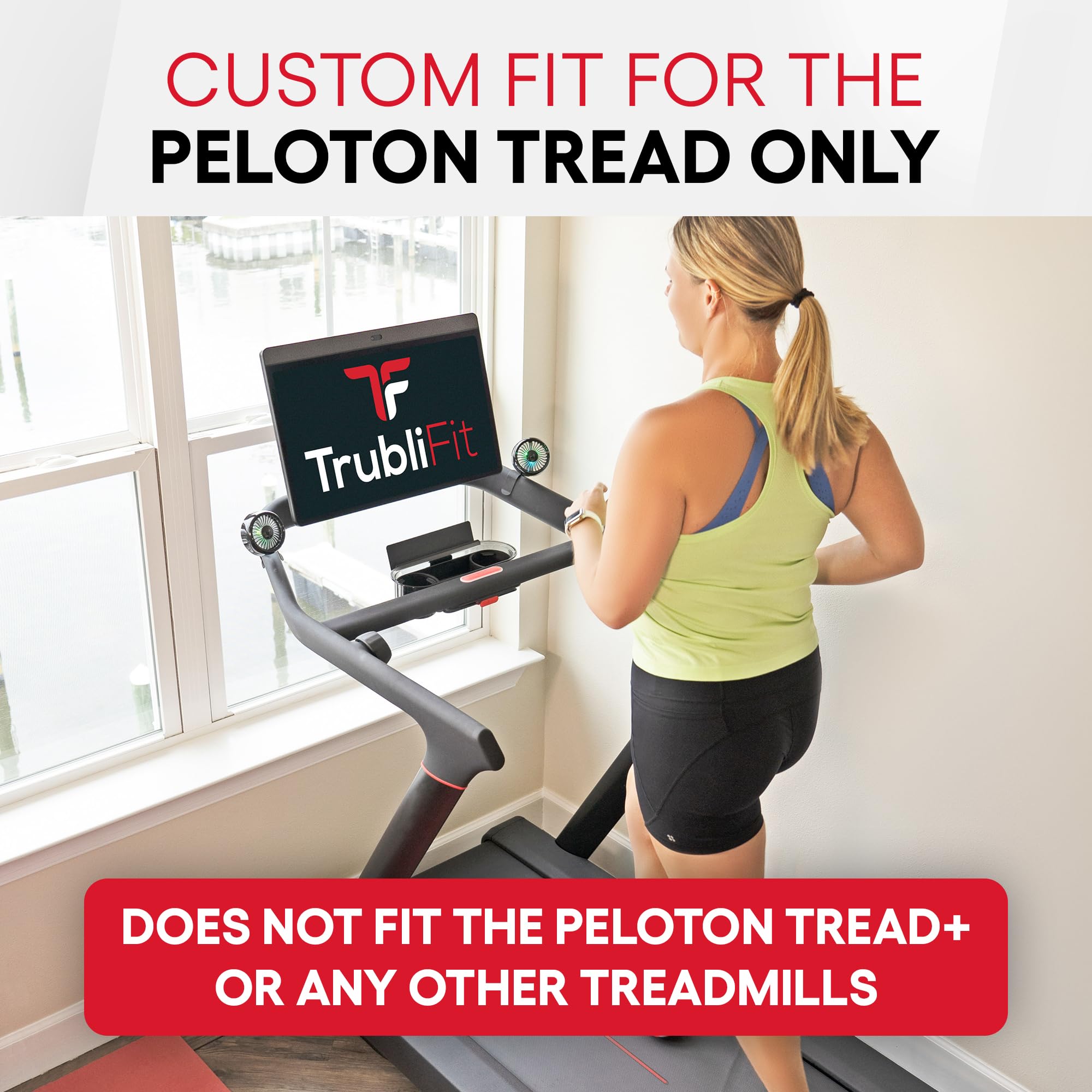 TrubliFit Dual Fan for Peloton Tread - Accessories for Peloton Treadmill - Does NOT fit Tread+ - No Charging Required (Peloton Tread)