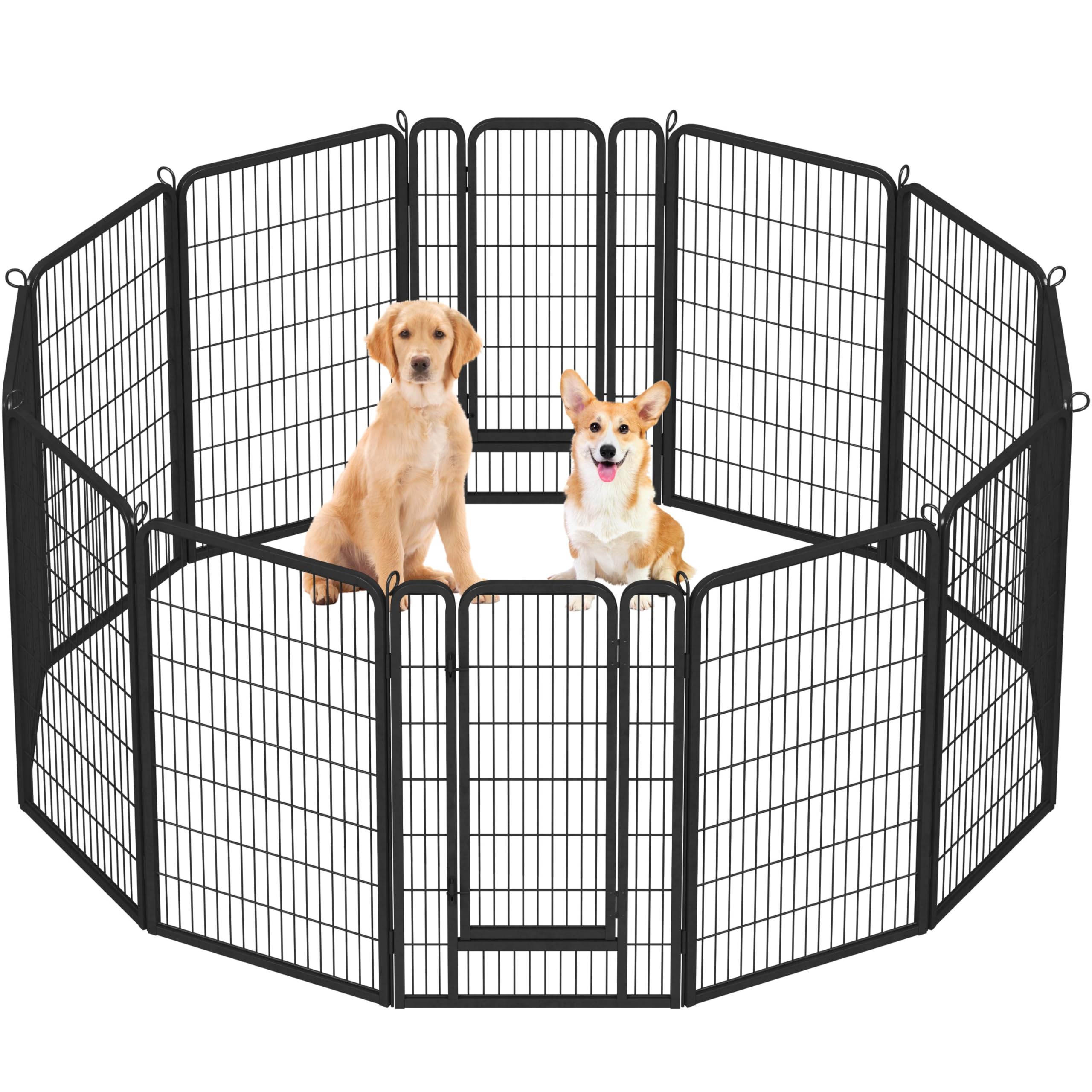 Yaheetech Lightweight Dog Playpen, 8 Panel 80cm Dog Fence Pet Exercise Pen Portable Puppy Play Pen Suitable for RV/Camping