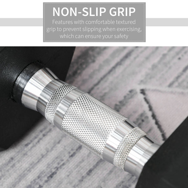 HOMCOM 12.5KG/15KG/17.5KG/20KG Single Rubber Hex Dumbbell Portable Hand Weights Dumbbell for Home Gym Workout Fitness