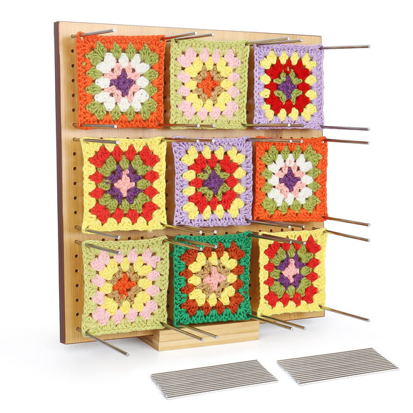 Coopay Crochet Blocking Board Large, Granny Square Blocking Board 11 inch, Wooden Crochet Blocking Board and 30 Pins, Blocking Boards for Crochet and
