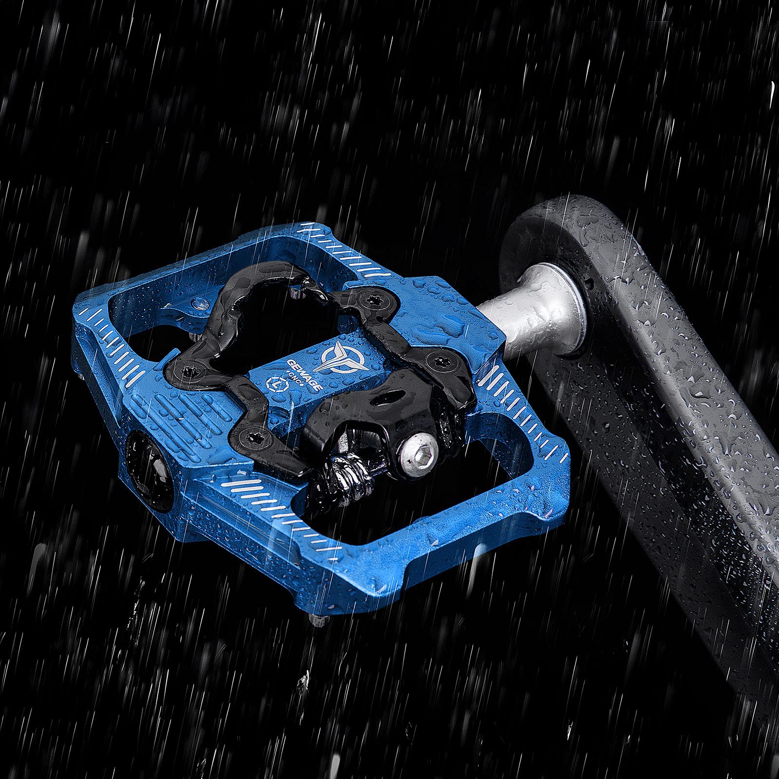 GEWAGE Mountain Bike Pedals - Dual Function Flat and SPD Pedal - 3 Sealed Bearing Platform Pedals SPD Compatible, Bicycle Pedals for BMX Spin Exercise