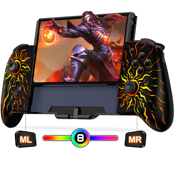 HASACOOL Switch Controller for Nintendo Switch/OLED, Handheld One-Piece Joycon Controllers with RGB Lights, TURBO, Vibration, Back Button