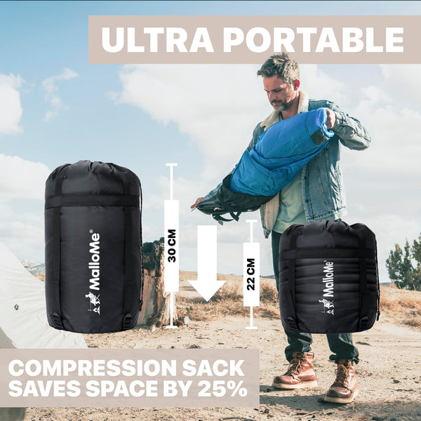 MalloMe Sleeping Bags for Adults & Kids Sleeping Bag 3-4 Season - Ultralight Backpacking Sleeping Bag Cold Weather & Warm, Lightweight Compact, Single Adult Girls Boys Winter Sleep Camping Accessories