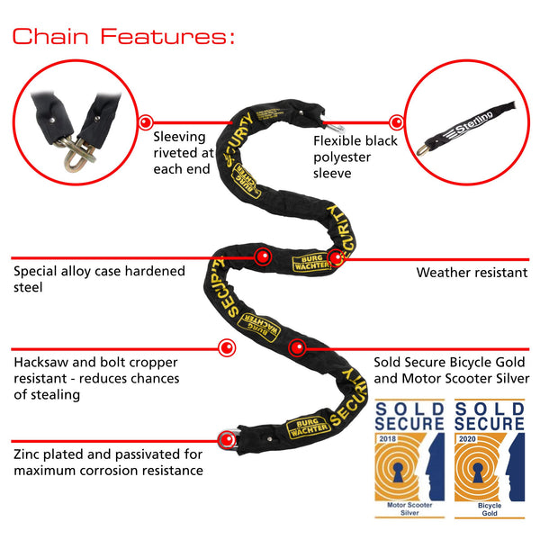 Burg Wachter 1M Sold Secure Lock and Ground Anchor Kit Bike Lock, Black