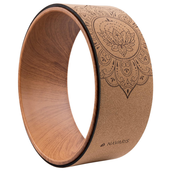 Navaris Cork Yoga Wheel - Enhances Flexibility & Pose Deepening - Ideal Yoga Accessories for Stretching, Pilates- Lightweight, Durable Exercise