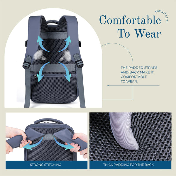 Cabin Bag 45x36x20 for New Easyjet, Underseat Cabin Luggage Bags Carry on Travel Backpack Cabin Size for Airplanes, 30L Hand Luggage Suitcase Water Resistant Laptop Backpacks Black