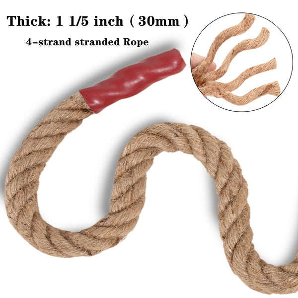 EMEKIAN 30mm Natural Thick Jute Rope, 15M Twisted 4 Strand Fiber Hemp Rope, Strong Jute Twine String for Gardening, Craft, Bundling, Camping,