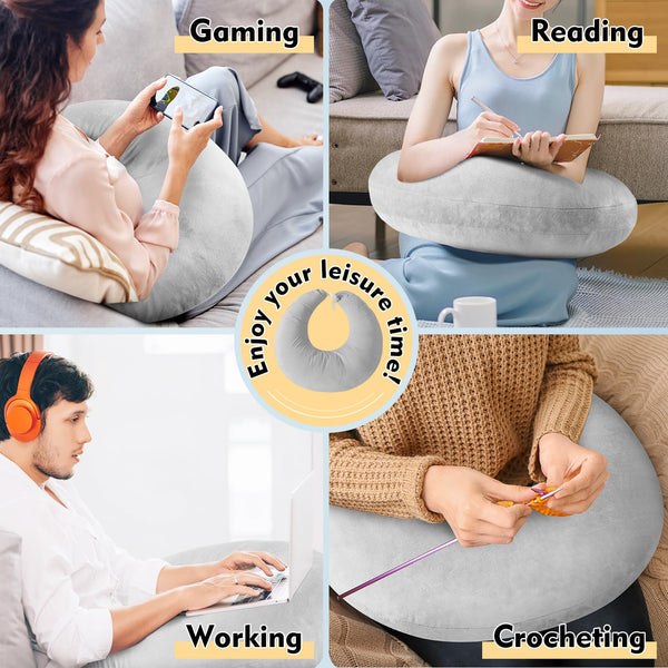 Reading Gaming Pillow for Bed Adult Kids: Lap Desk Pillow for Sitting in Bed/Sofa/Floor - Compact Arm Support Pillow for