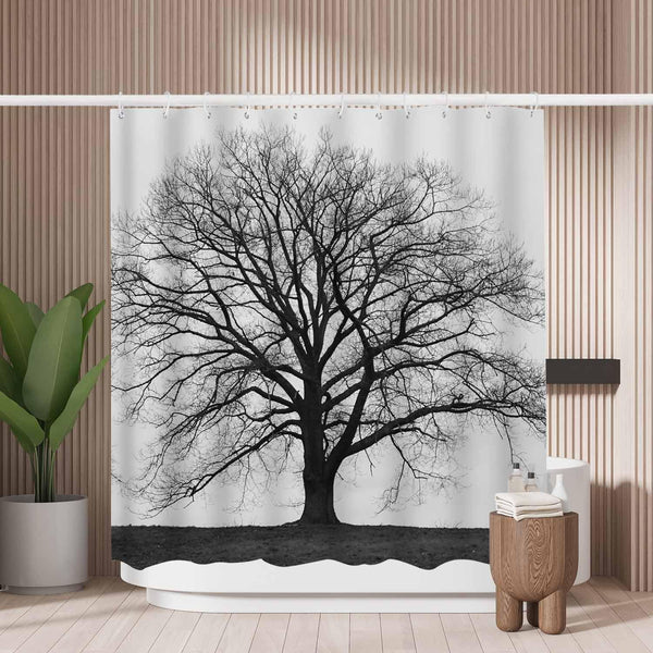 Woutay Shower Curtain Water Repellant Fabric Tree Silhouette,Mould Proof Resistant,Polyester,Size 180x180CM