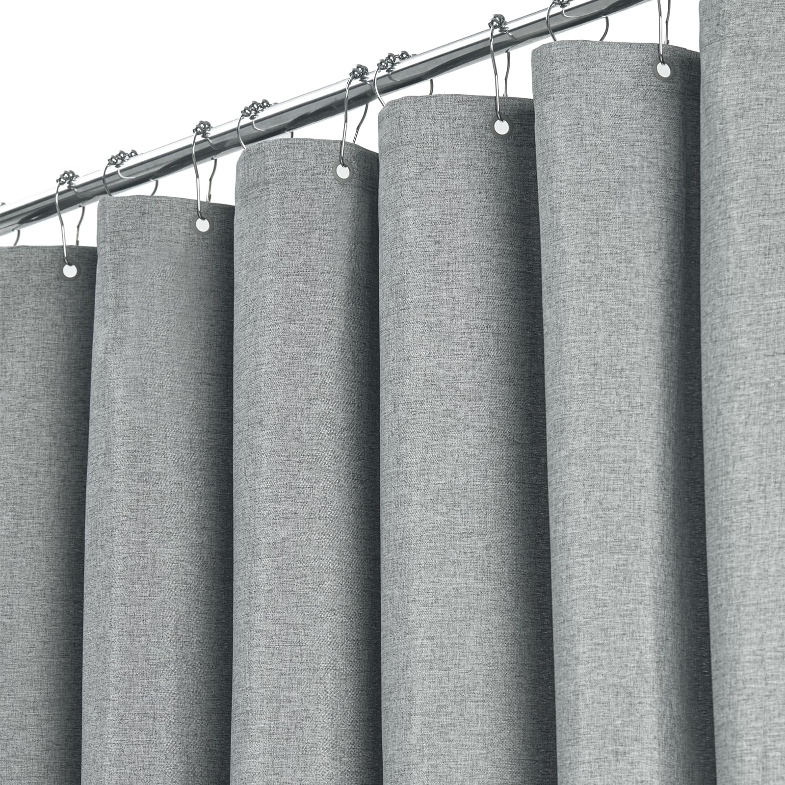 BTTN 275 x 182 Extra Wide Linen Shower Curtain, Large Fabric Weighted Wet Room Bathtub Shower Curtains, Hotel Modern Anti-Mould Luxury Waterproof