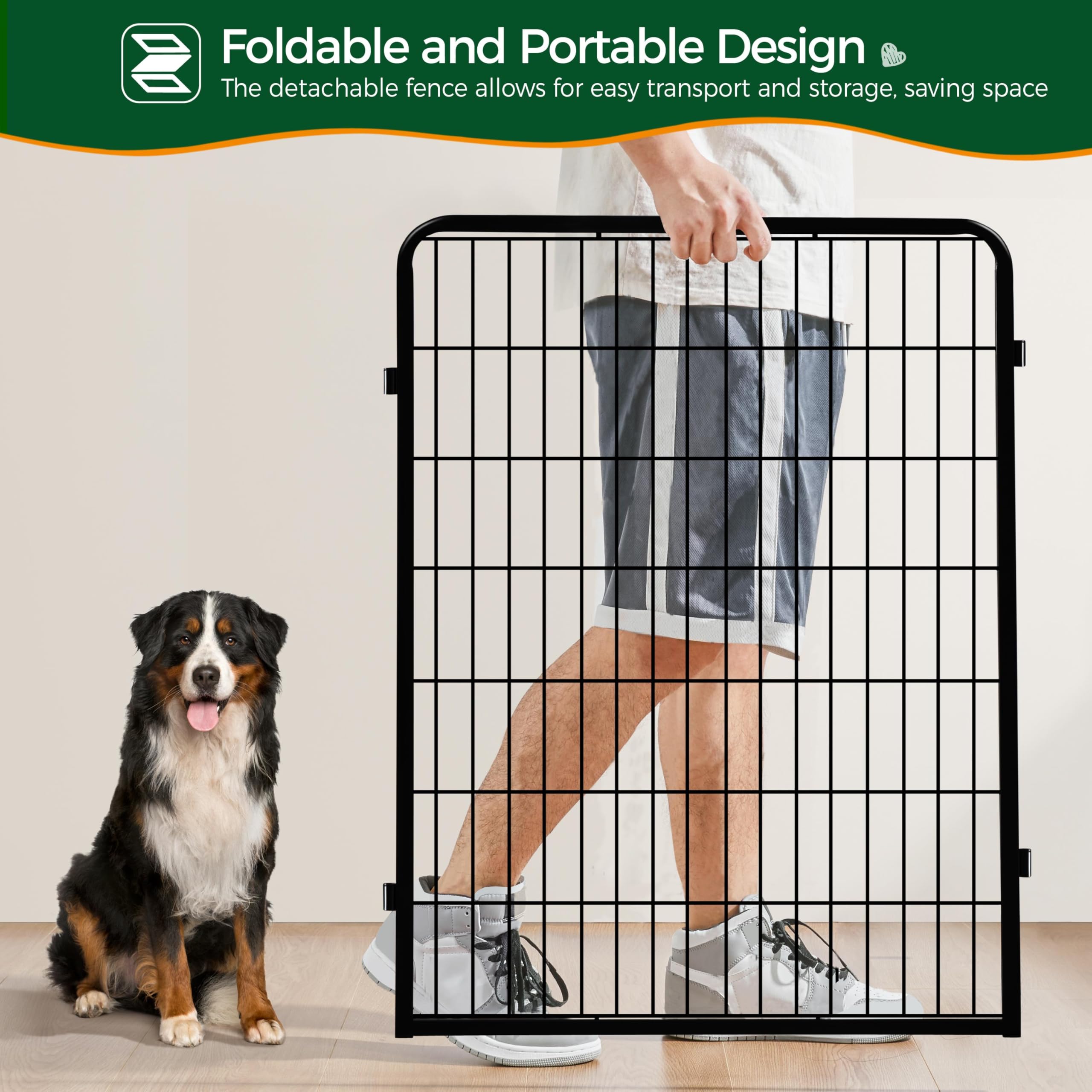 Yaheetech Lightweight Dog Playpen, 8 Panel 80cm Dog Fence Pet Exercise Pen Portable Puppy Play Pen Suitable for RV/Camping