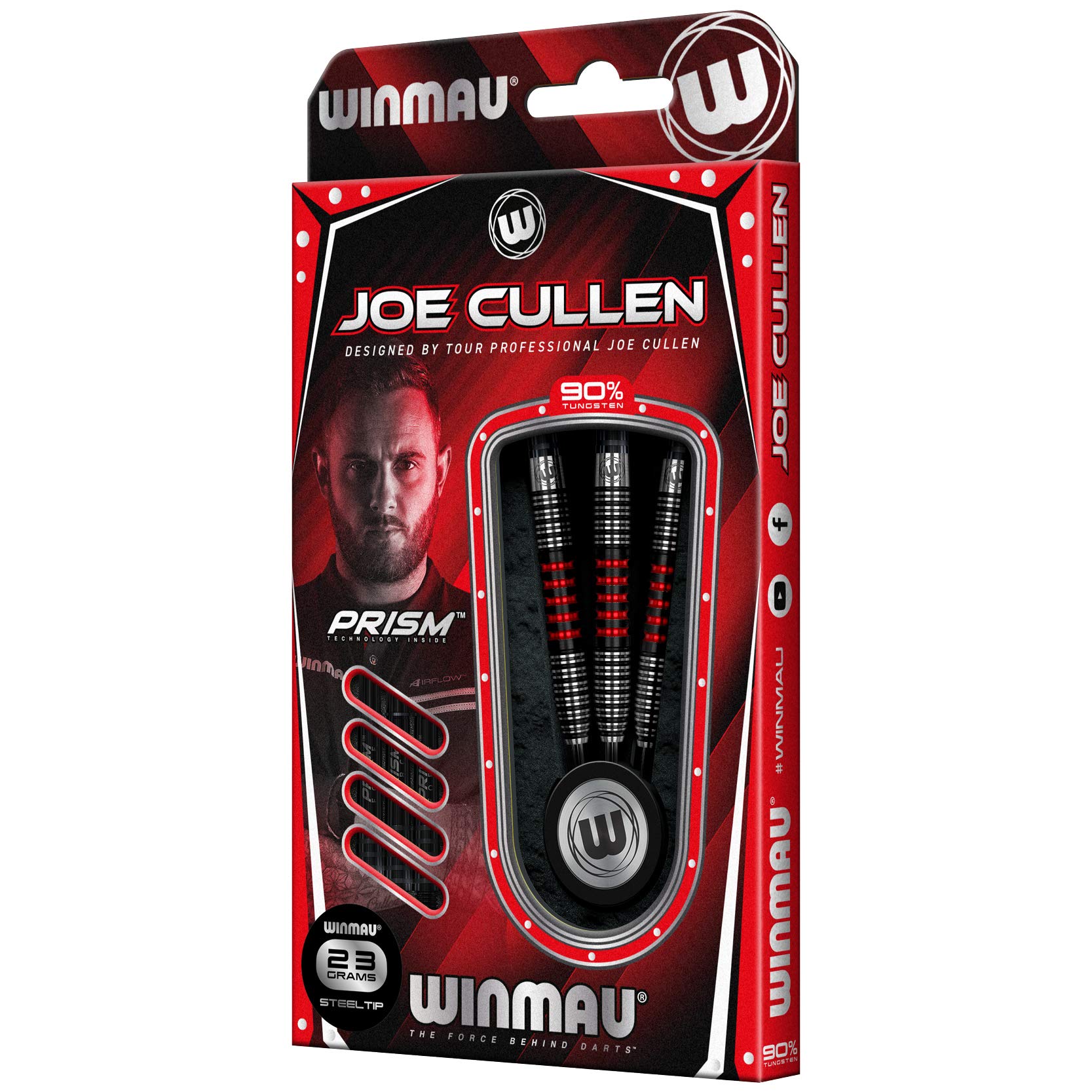 WINMAU Joe Cullen 23 Gram Tungsten Darts with Prism Flights and Shafts (Stems)
