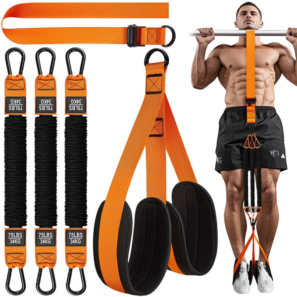 Pull Up Assistance Bands, Heavy Duty Resistance Band for Pull Up Assist, Adjustable Weight/Size with Fabric Feet/Knee Rest, Bands for Pull Up Assist