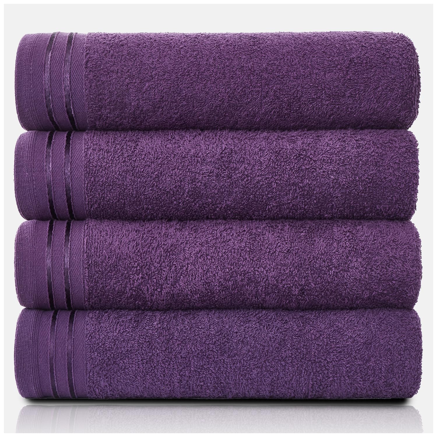 GC GAVENO CAVAILIA Large Towels Bath Sheet, Highly Absorbent Egyptian Cotton Towel Set, 4 Pack Extra Soft Large Bath Towel Purple, Quick Dry Bath